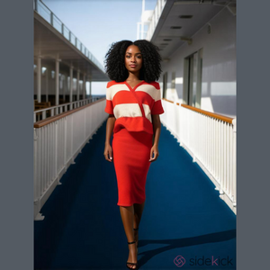 Vintage St John Two Piece Set 8 Pencil Skirt Peplum Sweater Capsule Resort